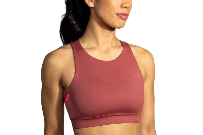 Brooks Drive 3 Pocket Run Bra - Terracotta/Fluoro Pink - 30A/B
