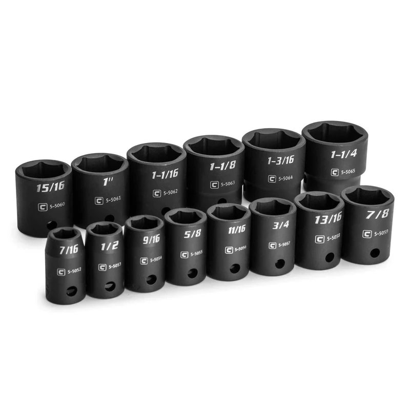Capri Tools 1/2 in. Drive Shallow Impact Socket Set, 7/16 to 1-1/4 in, SAE, 14-Piece