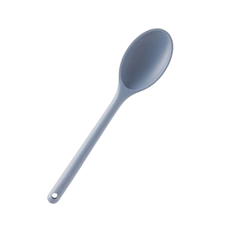 MASTRAD - Hollow Kitchen Spoon - Preparing, Baking and Mixing - Uniblock - Silicone - No Scratch Saucepans - Grey