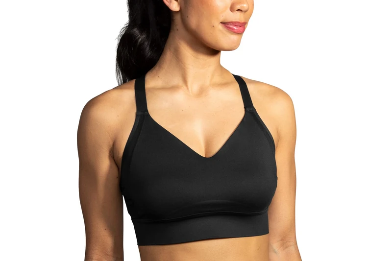 BROOKS 350082001 Drive Interlace Run Bra Sports Bra Women's Black Size 032CD - Image 1
