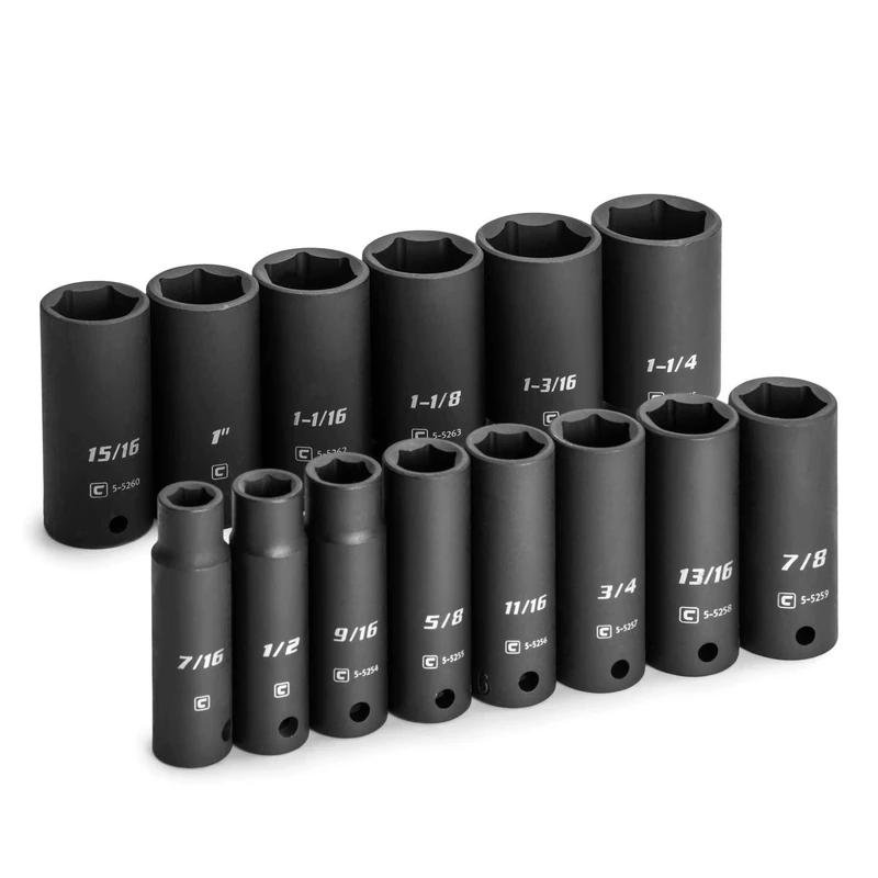 Capri Tools 1/2 in. Drive Deep Impact Socket Set, 7/16 to 1-1/4 in, SAE, 14-Piece