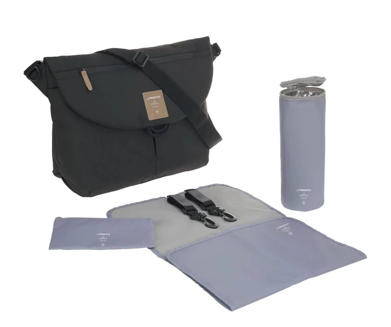 LÄSSIG Baby Changing Bag with Accessories Green Label Manu Messenger Bag Black