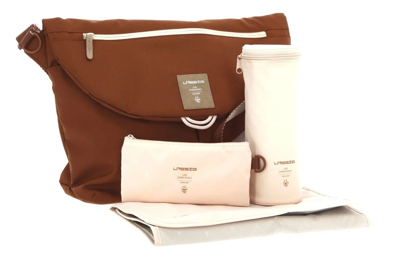 LÄSSIG Baby Changing Bag with Accessories Green Label Manu Messenger Bag Rust