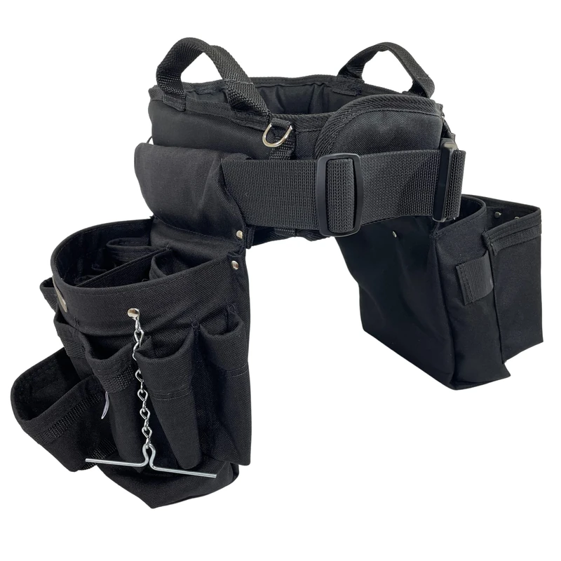 Boulder Bag Ultimate Electrician's MAX Combo with Comfort Back Support Tool Belt, Quick Release Buckle, Heavy Duty Tool Belt, Black, (Medium 28-32 Inch Waist), Tool Belt Made in USA
