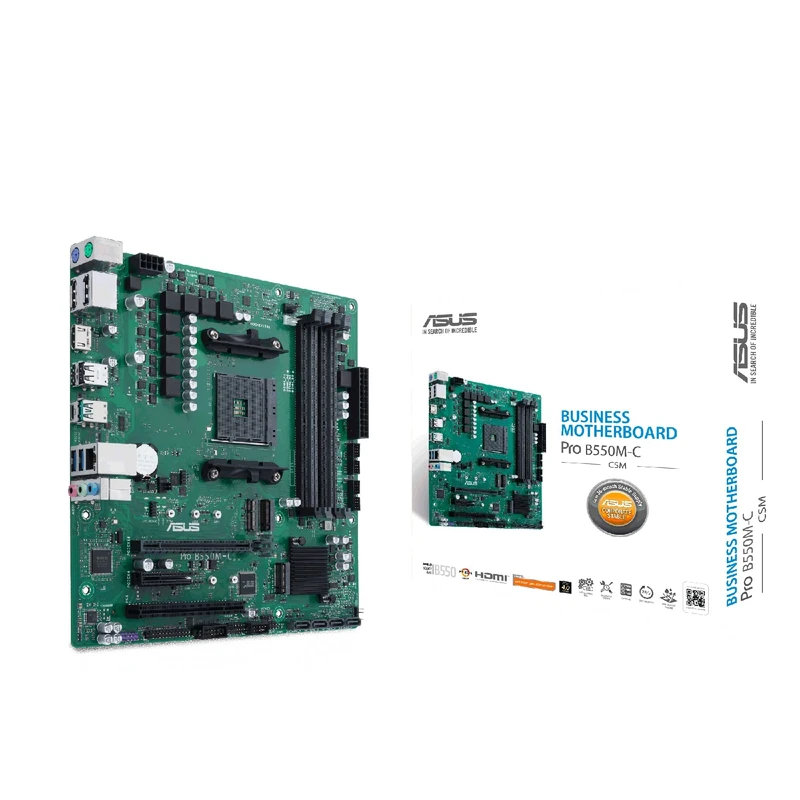 ASUS PRO B550M-C/CSM Business Motherboard Socket AM4 (AMD B550, Ryzen AM4, Micro-ATX, 2x M.2, PCIe 4.0, 1Gbit/s Ethernet, USB 3.2 Gen 2 Type C)