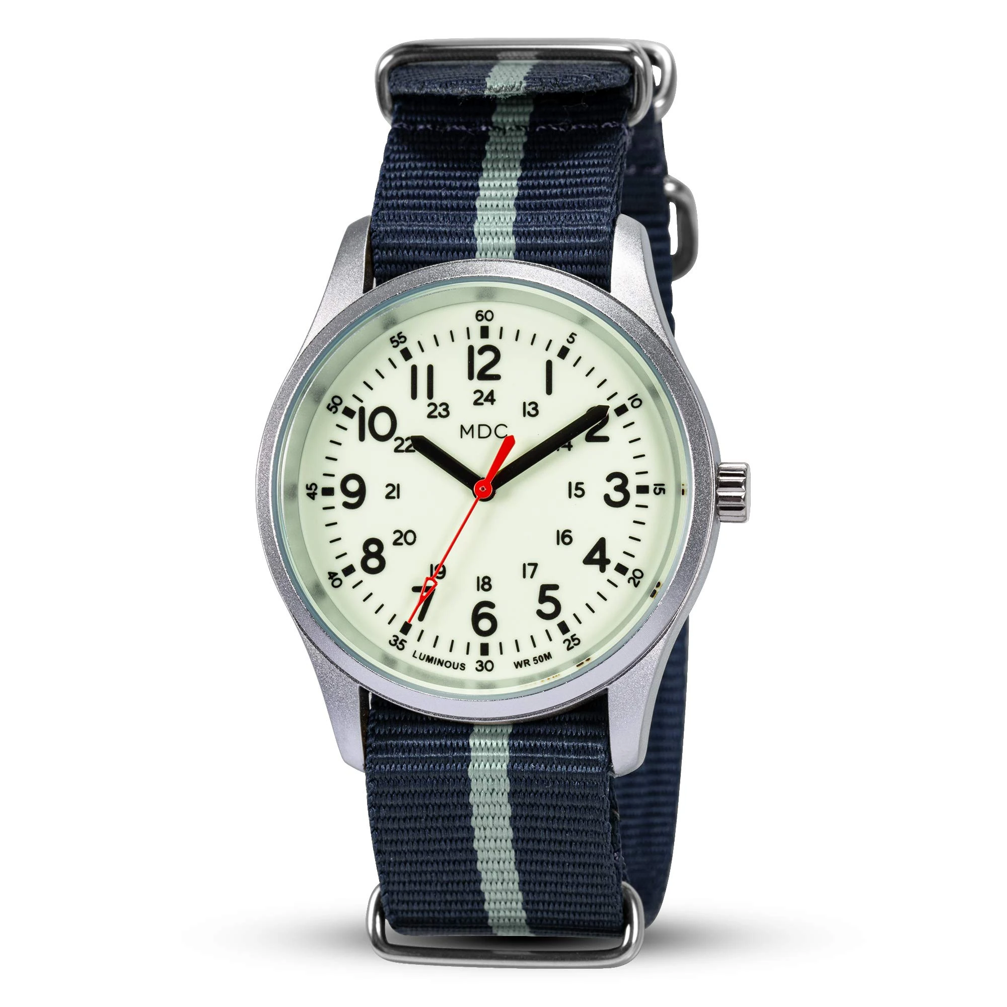 Mens Analogue Watch Glow in The Dark Wrist Watches for Men Military Nite Waterproof Army Field Work Casual Outdoor Sport Wristwatch Blue NATO Nylon Strap