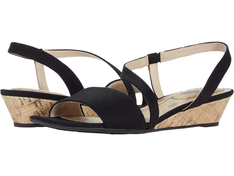 LifeStride Women's Yasmine Wedge Sandal, Black Canvas, 6.5 UK