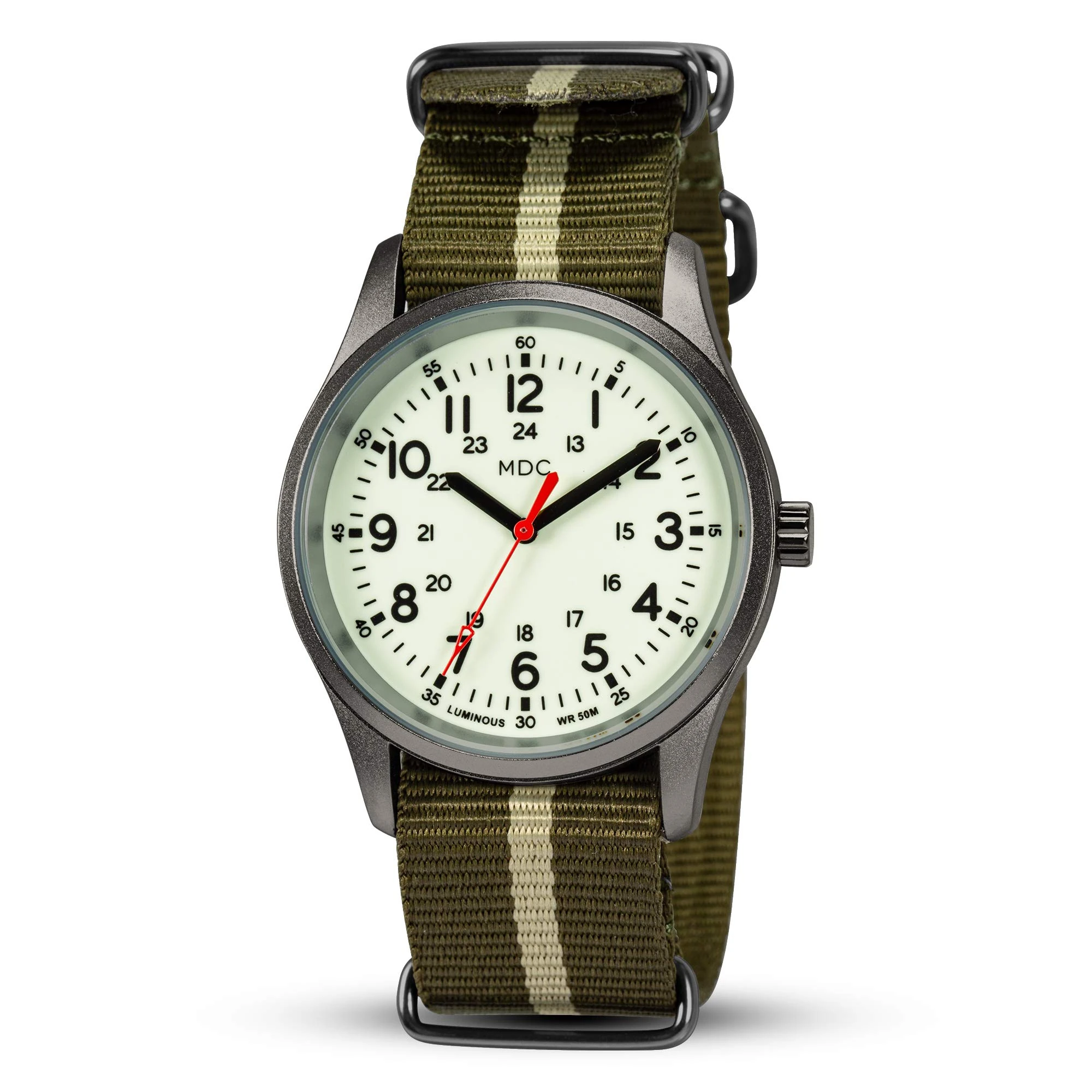 Infantry Glow in The Dark Military Watches for Men Tactical Analogue Mens Wrist Watch Waterproof Work Outdoor Sport Luminous Field Army Green NATO Nylon Strap
