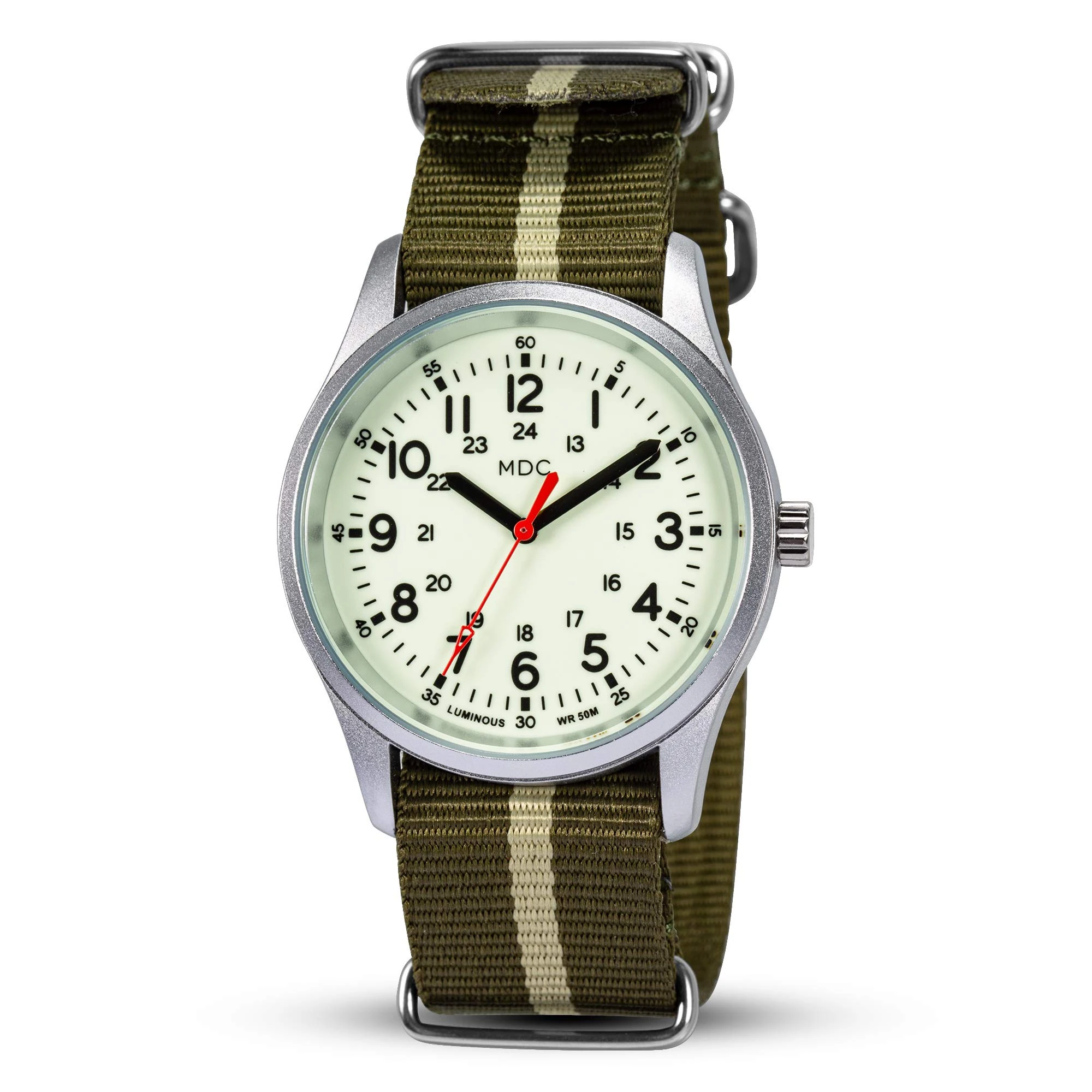 Mens Analogue Watch Glow in The Dark Wrist Watches for Men Military Nite Waterproof Army Field Work Casual Outdoor Sport Wristwatch Green NATO Nylon Strap