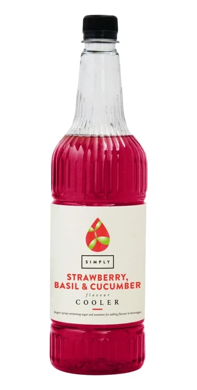 Simply Strawberry, Basil & Cucumber Cooler, Vegan & Gluten Free Beverage Syrup for Cordial Squash, Cocktails & Mocktails (6 x 1 Litre)