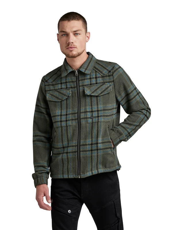 G-Star Men's Check Overshirt Jacket, Multicolour (graphite/drew check D20163-C840-C642), S
