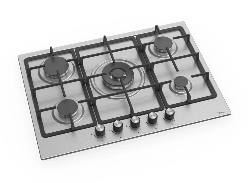 Ferre EL008-70cm Built-in Gas Hob - 5 Burners, Matt Stainless Steel