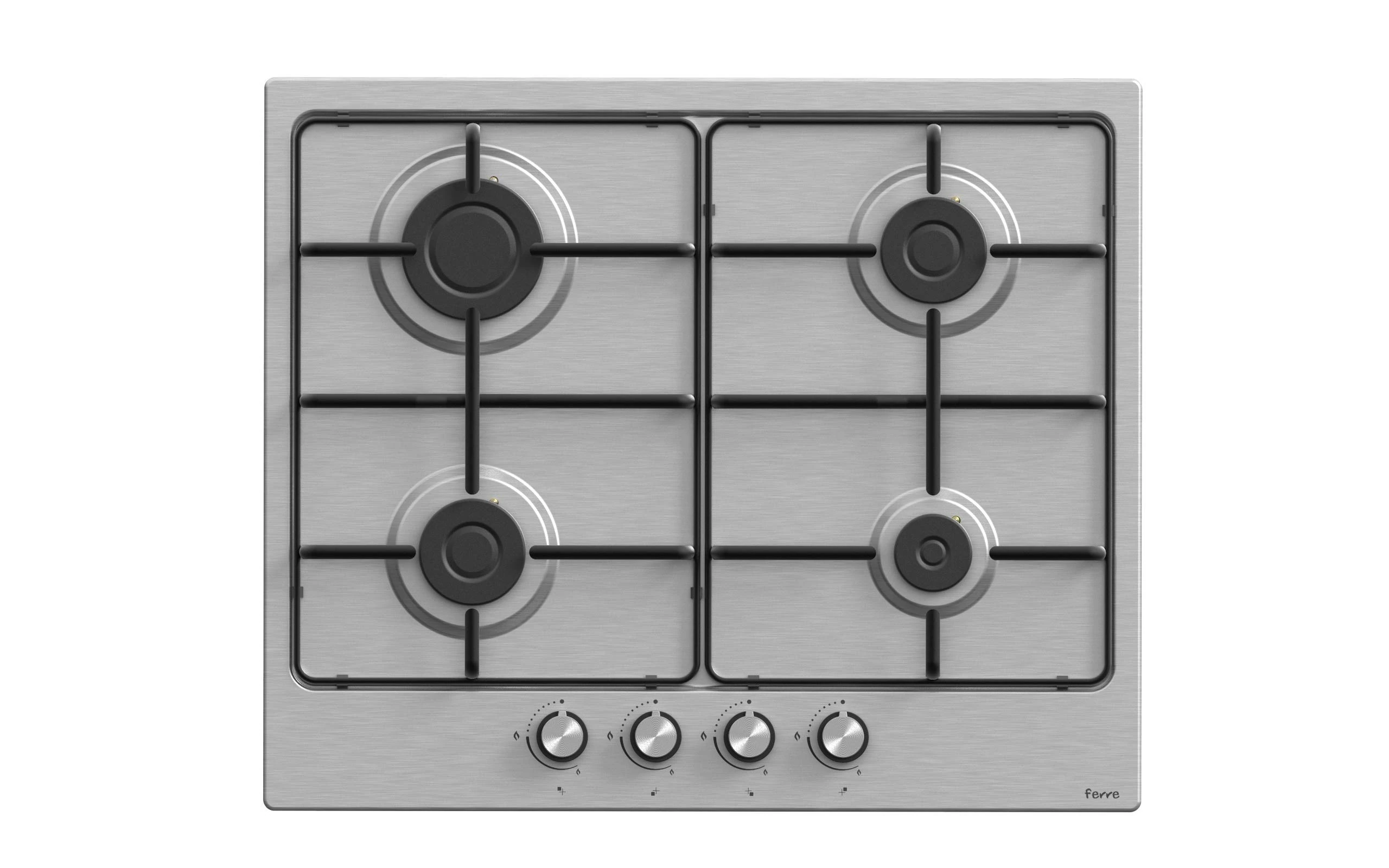 Ferre EL001-60cm Built-in Gas Hob - 4 Burners - Stainless Steel Body-