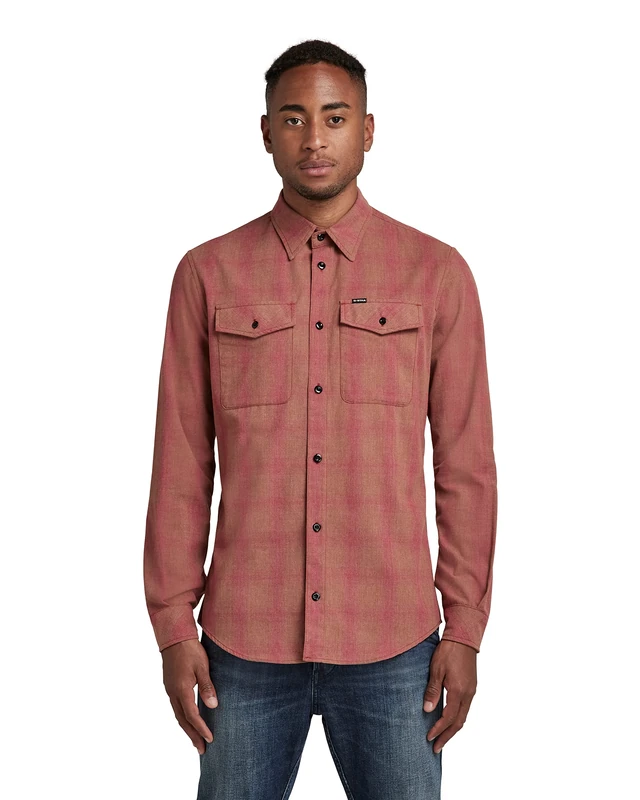 G-Star Men's Marine Slim Shirt, Multicolour (lt auburn phill check D20165-C857-C644), XS