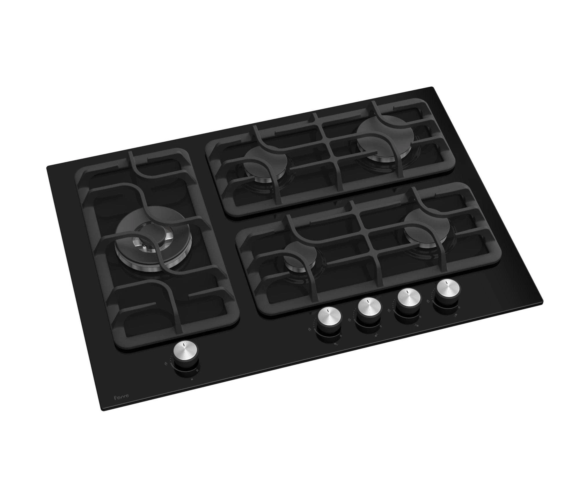 Ferre SL135-70cm Built-in Gas Hob - 5 Burners - Black Glass Body