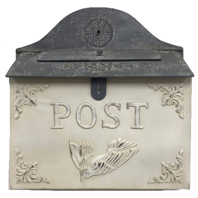 The Nifty Nook I Vintage Style Post Box I Nostalgic Charm Home Decor I Farmhouse Design I 12.75" Width x 13.75" Height (White Horizontal)