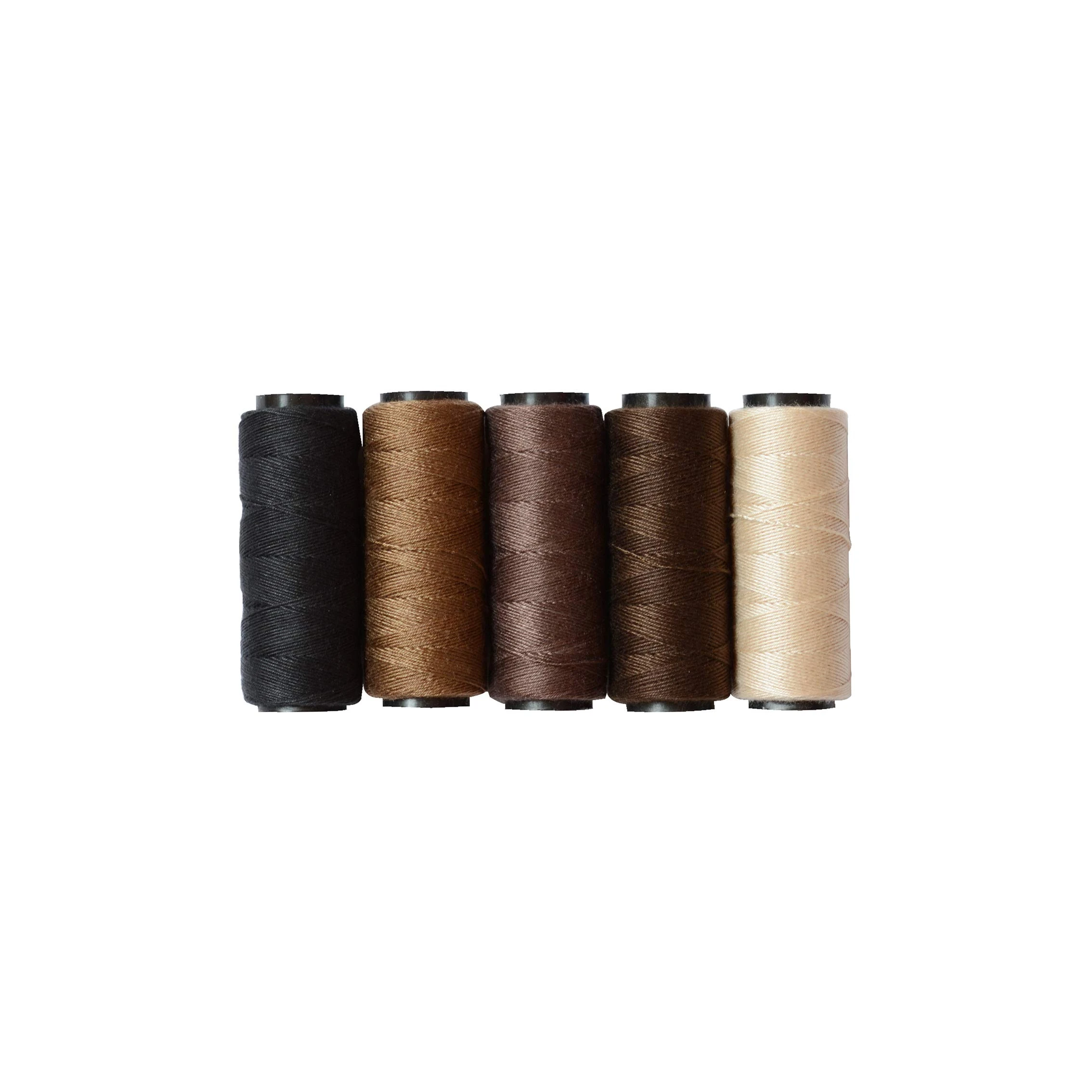 5 Rolls Sewing Thread for Hair Weave Bundles, Hair Extensions, Sewing Hair Weft, Making Wig DIY Weaving Thread (Black,Brown,Dark Brown,Beige,Khaki)
