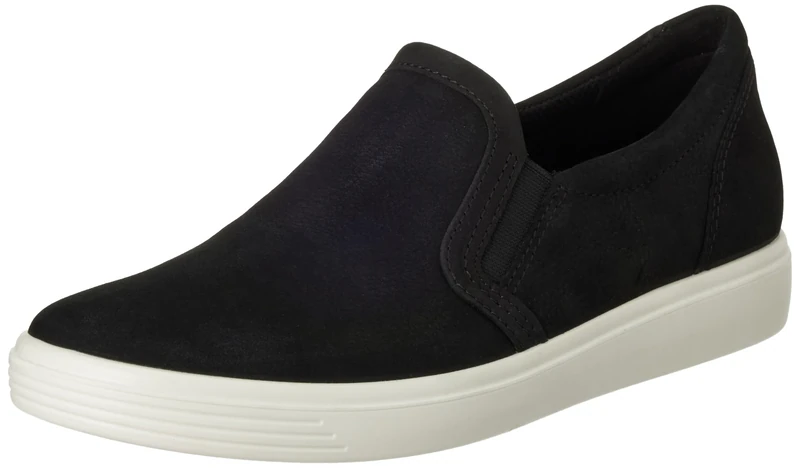 ECCO Women's Soft Classic Slip-On Sneaker - Black Nubuck 5-5.5
