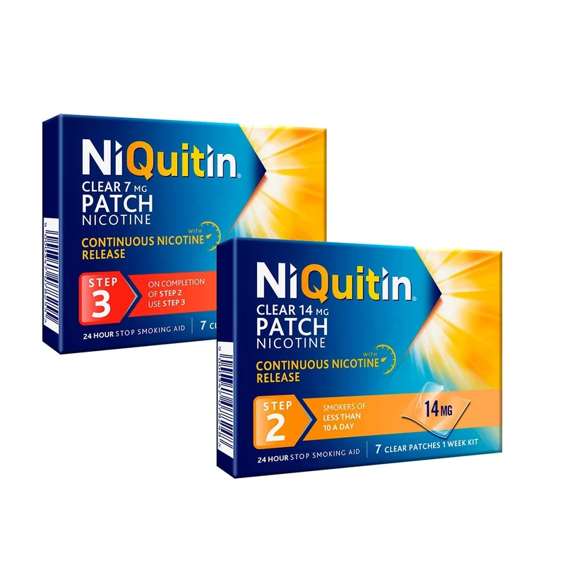 NiQuitin Nicotine Patches Step 2 and Step 3 Bundle - 8 week Quit Smoking Program – Smokers of 10 or Less Cigarettes a Day - Stop Smoking Aid