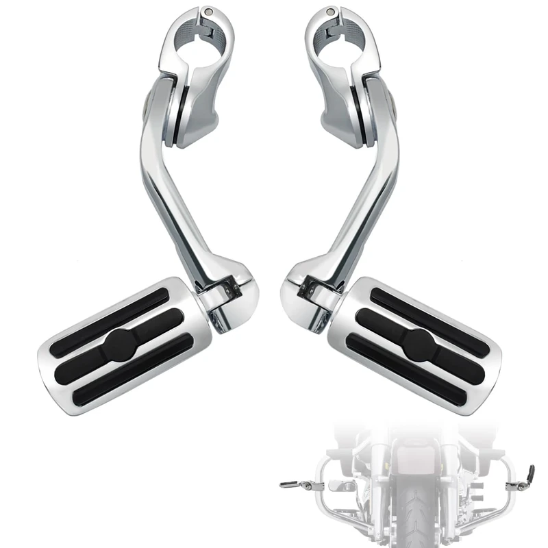 LTMOTO 1.25" Long Angled Highway pegs,Motorcycle Adjustable Highway Footpegs for Harley Touring Road Glide Electra Glide Road King Street Glide Softail Sportster with 1 1/4" Engine Guard