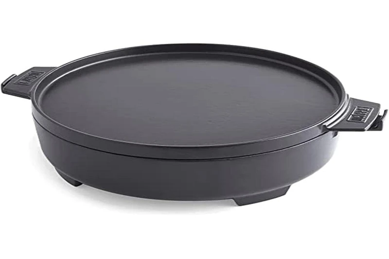 Weber Dutch Oven 2-in-1 for Gourmet BBQ System, Cast Iron Pot with Reversible Lid – Black (8857)