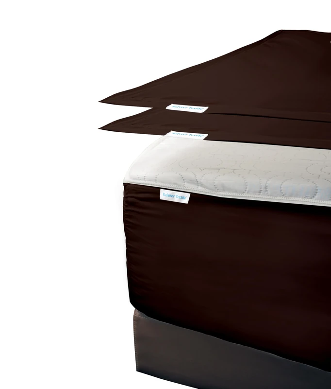 Zip On Fitted Sheet King Size Chocolate Color 600 TC Cotton 16" Deep