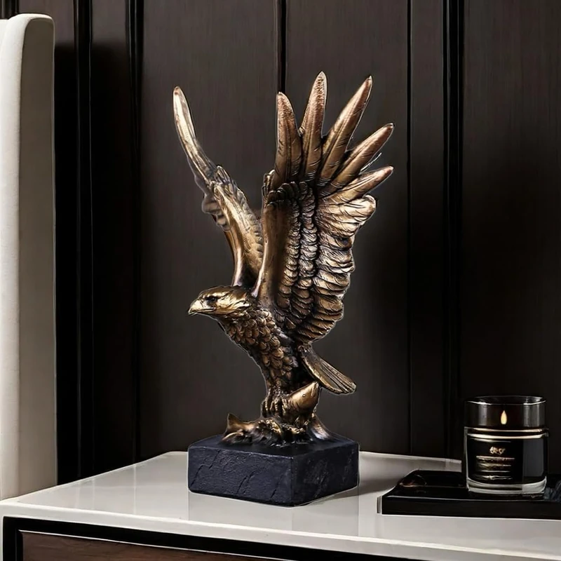 SHTWX Resin Eagle Statue Sculpture Frgurine Gift for Home Office Living Room Desktop Display Decorative Decoration