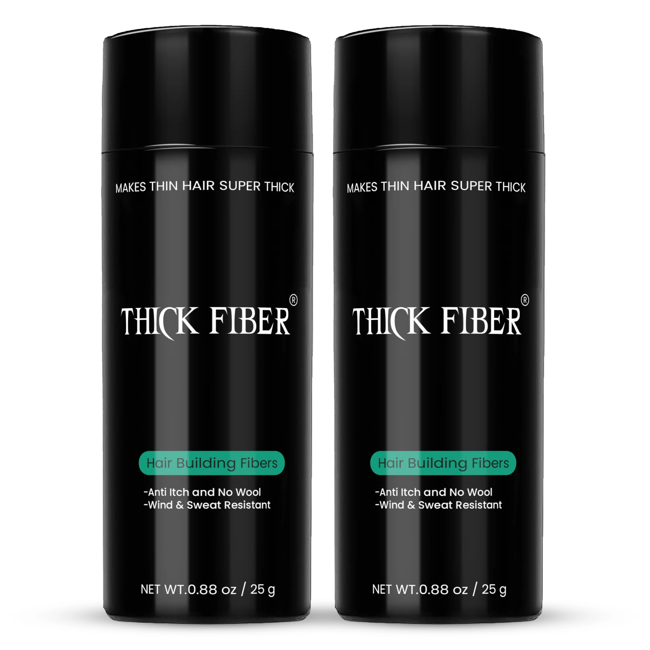 THICK FIBER Hair Fibres (Pack of 2, DARK BROWN) Hair Powder for Thinning Hair 25g Bottle | Make Thin Hair Look Thicker in Seconds | Hair Loss Concealer for Women & Men