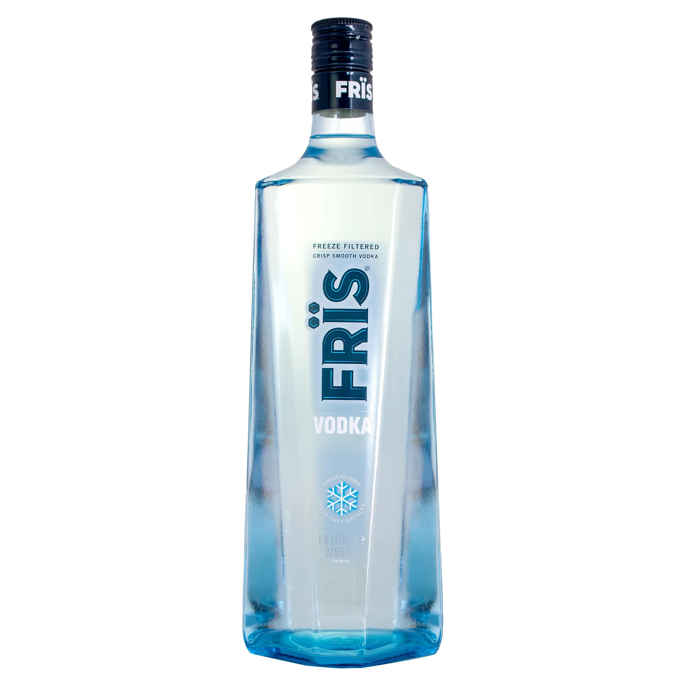 FRÏS Vodka, 1l, 37.5% ABV, Scandinavian Vodka, Four Times Distilled, Purified Through a Freeze Filtered Process at -15°C, Ideal over ice with your favourite mixer, in Frozen Cocktails and Martini