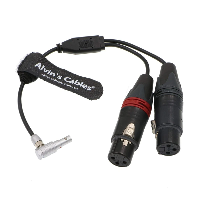 Alvin's Cables Z CAM E2 Camera 5 Pin Male Right Angle to Two XLR 3 Pin Female Audio Input Cable - Image 1