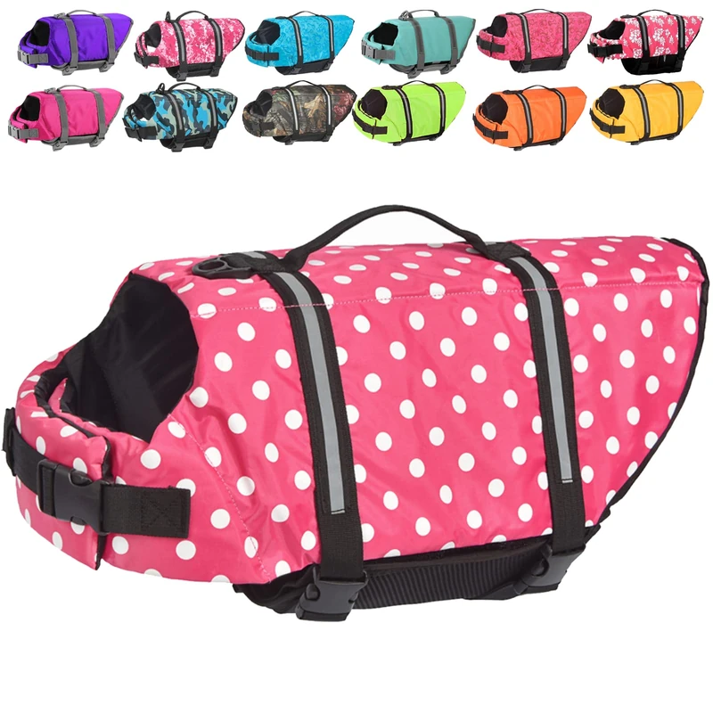 Doglay Dog Life Jacket with Reflective Stripes, Adjustable Dog Lifesaver Pet Life Preserver with High Buoyancy Swimsuit for Small Medium and Large Dogs