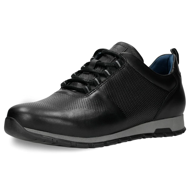 WOJAS - Men's Trainers | Grain Leather | Soft Lining | Casual Style | Perfect for Any Season, Black, 9 UK