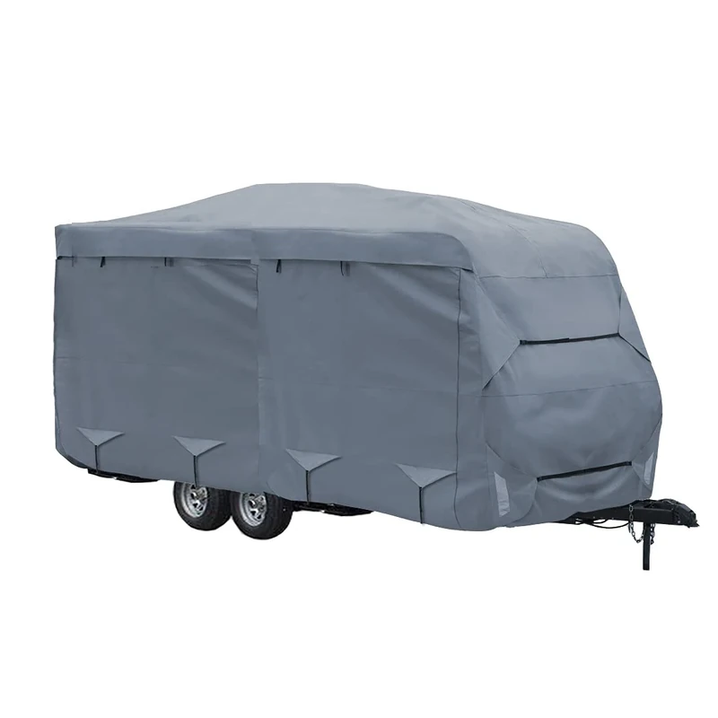 GEARFLAG Travel Trailer Cover Camper Cover Multi-Layers with Reinforced Windproof Side-Straps Anti-UV Water-Resistance Heavy Duty for Motorhome (Fits 15' - 17') - Ideal for rv & Trailer Covers