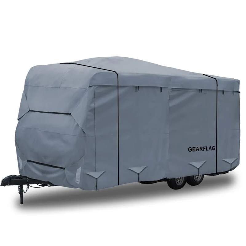 GEARFLAG Travel Trailer Cover for Motorhome Multi-Layers fits 17' - 19' with Reinforced Windproof Side-Straps Anti-UV Water-Resistance Heavy Duty (Fits 17' - 19') - Ideal for rv & Trailer Covers