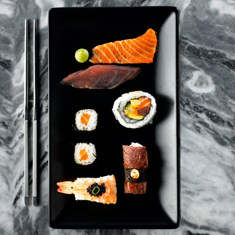 Viejo Valle DS26395 Midnight Rectangular Coupe Plate, Black, 25cm x 15cm, Pack of 12