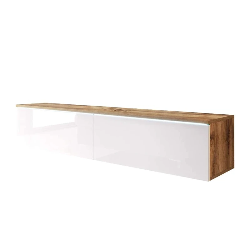 Selsey tv lowboard, Engineered Wood, White, mit LED