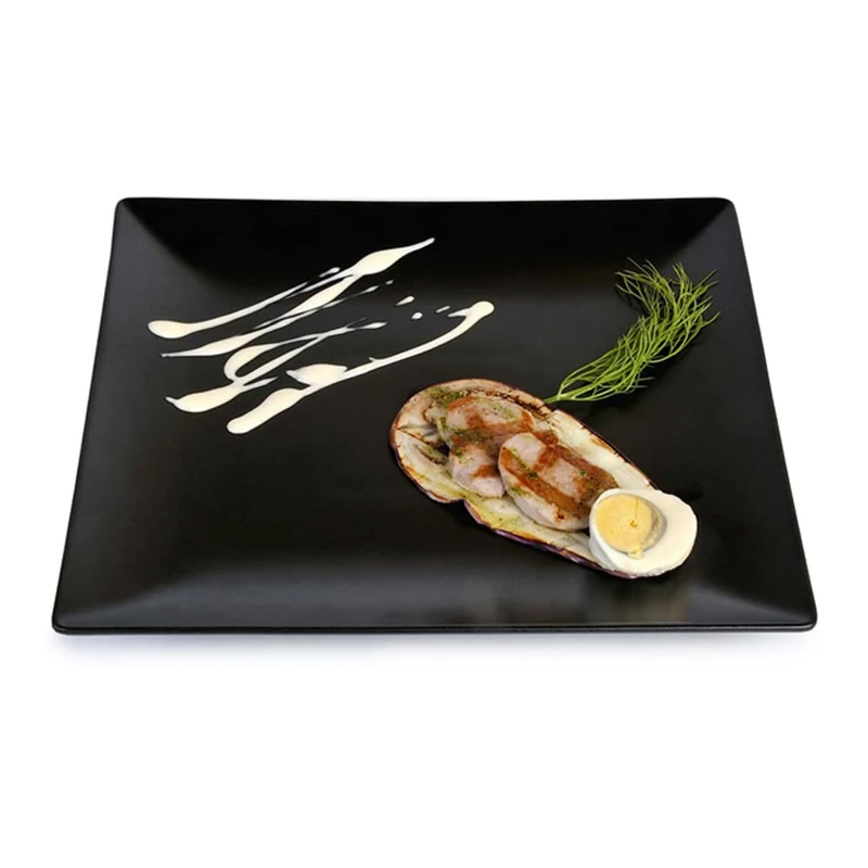 Viejo Valle DS26404 Midnight Square Coupe Plate, Black, 18cm, Pack of 12