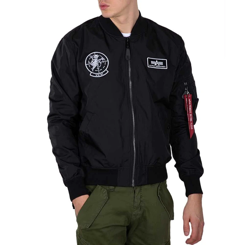 ALPHA INDUSTRIES Men's Bomber Jacket, black, S - Image 1