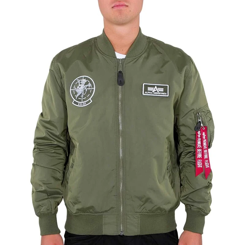 ALPHA INDUSTRIES Men's Ma-1 Tt Glow in The Dark Bomber Jacket, Sage-Green, XXL