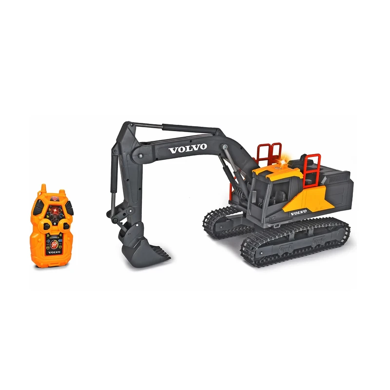 Dickie Toys — remote-controlled excavator — 2.4 GHz RC excavator, for outdoor use, with light and sound effects, construction site toys, for children aged 3 and up, yellow/grey 203729018