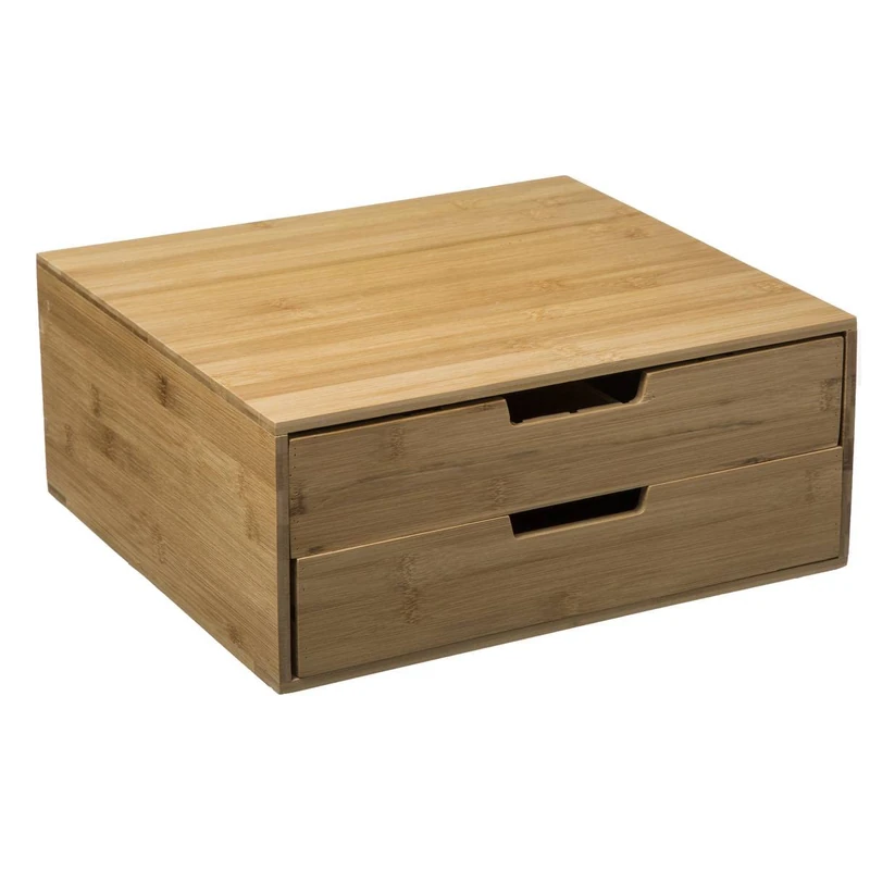 JJA DECASHOP Capsule Holder with 2 Drawers Bamboo - Image 1
