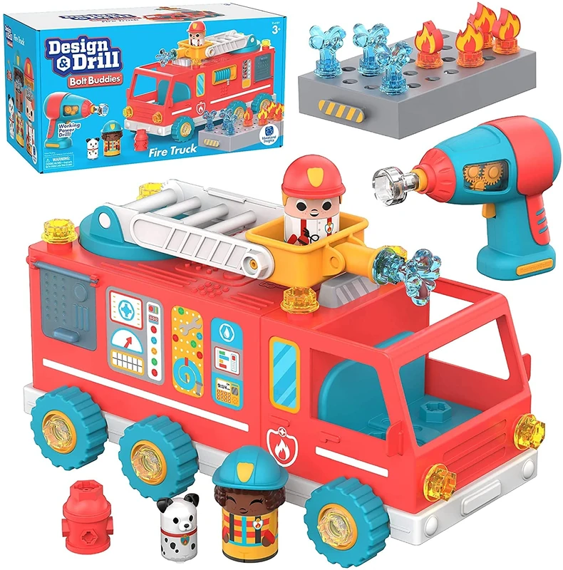 Learning Resources Bolt Buddies Fire Truck, Take Apart Toy with Drill, Preschool STEM Gift, Ages 3+