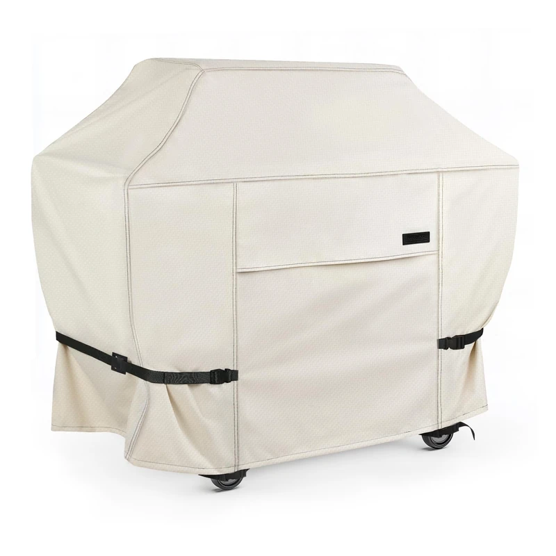 NettyPro Gas BBQ Grill Cover 56 Inch Waterproof 600D Heavy Duty Outdoor Barbecue Cover for Weber, Char-Broil, Brinkmann, Nexgrill Grills and More, Beige