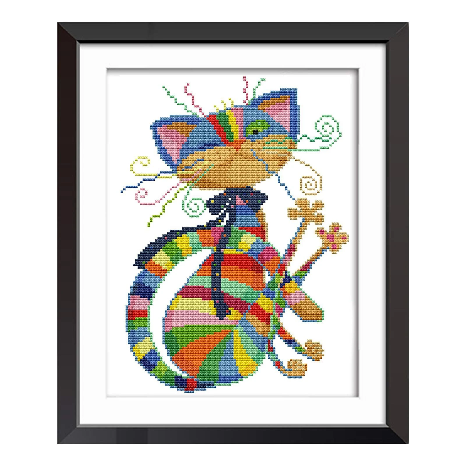 Cross Stitch Kits for Stamped DIY Cross Stitch Kits Easy Patterns Embroidery Seven Colour Cat for for Adults Girls Kids Home Decoration