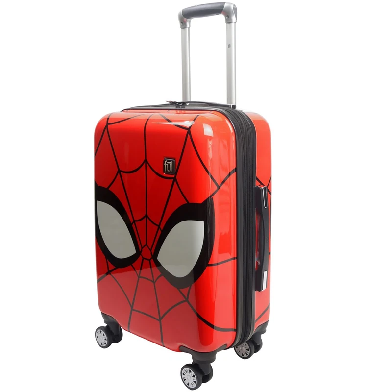 Ful Marvel Spider-Man 22 Inch Rolling Luggage, Mask Design Hardshell Carry On Suitcase with Wheels, Red, Red, Marvel Spiderman Big Face 21in Hard Sided Carry on
