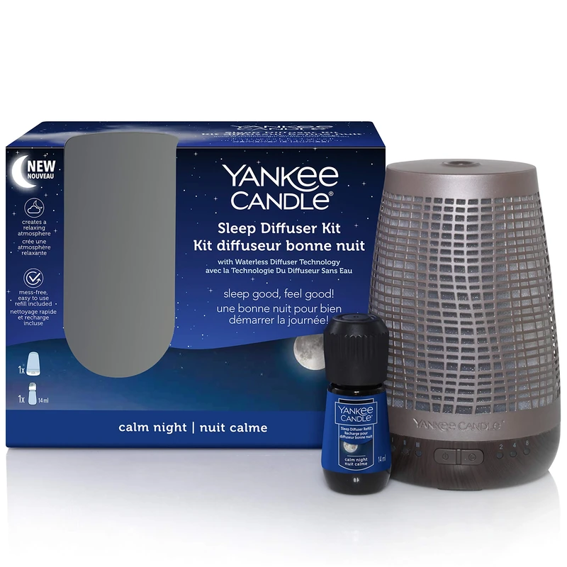 Yankee Candle Sleep Diffuser Starter Kit | Bronze | Calm Night Electric Fragrance Diffuser Refill | Up to 30 Nights of Fragrance | UK Plug