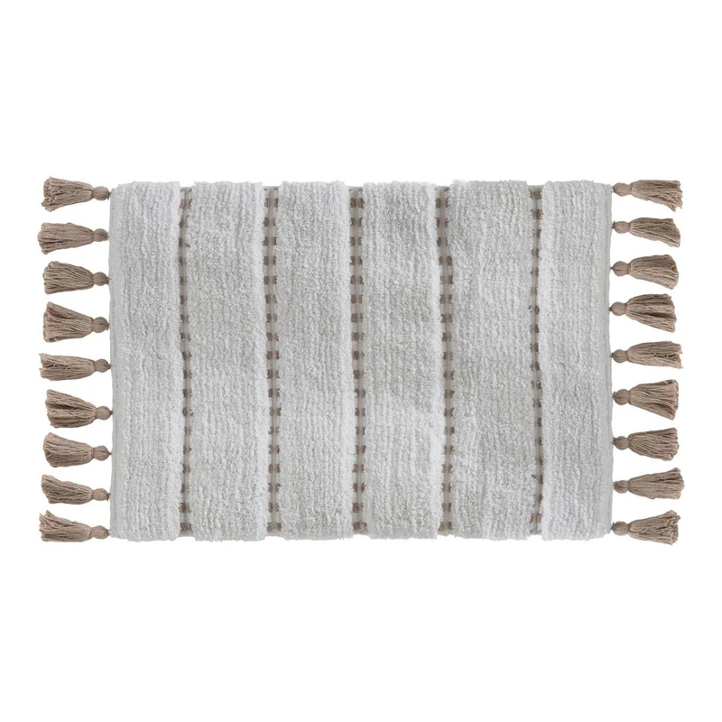 Cotton Rug Pom Pom Taupe 50 x 75 cm