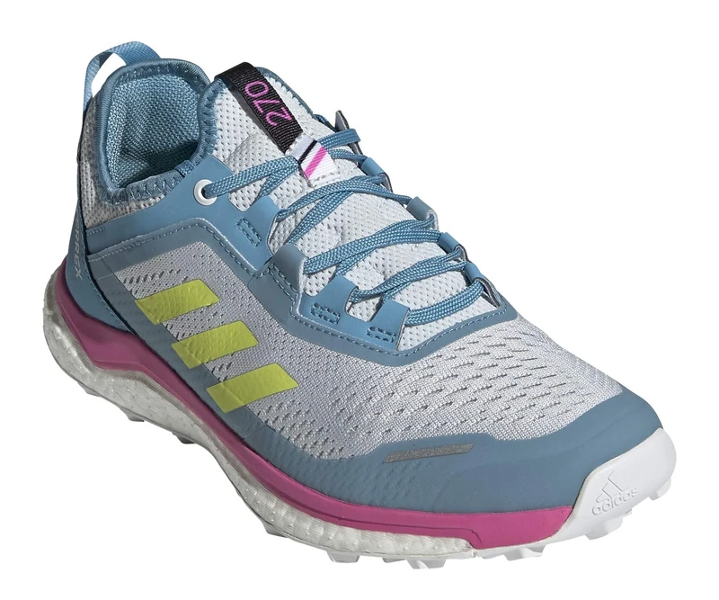 adidas Women's Terrex Agravic Flow Trail Running Shoe, Halo Blue/Acid Yellow/Crystal White - 10