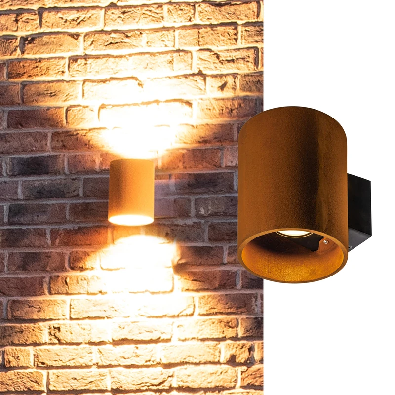 SLV Rusty® UP/Down WL Outdoor LED Wall Light Round Rust CCT Switch 3000/4000K - Image 1