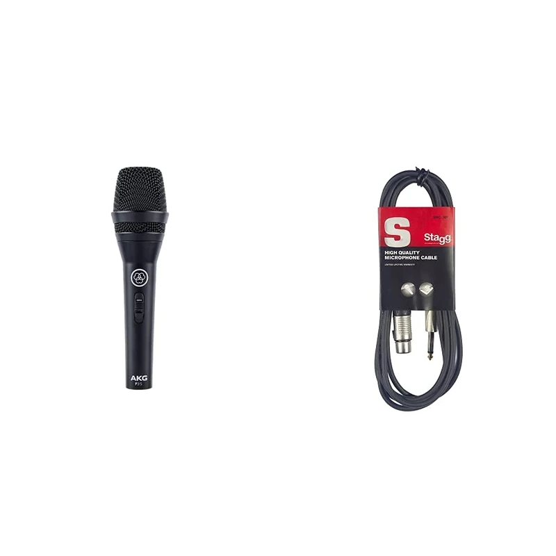 AKG P3s Professional Dynamic Live Vocal Microphone & Stagg SMC6 6 metre standard microphone cable